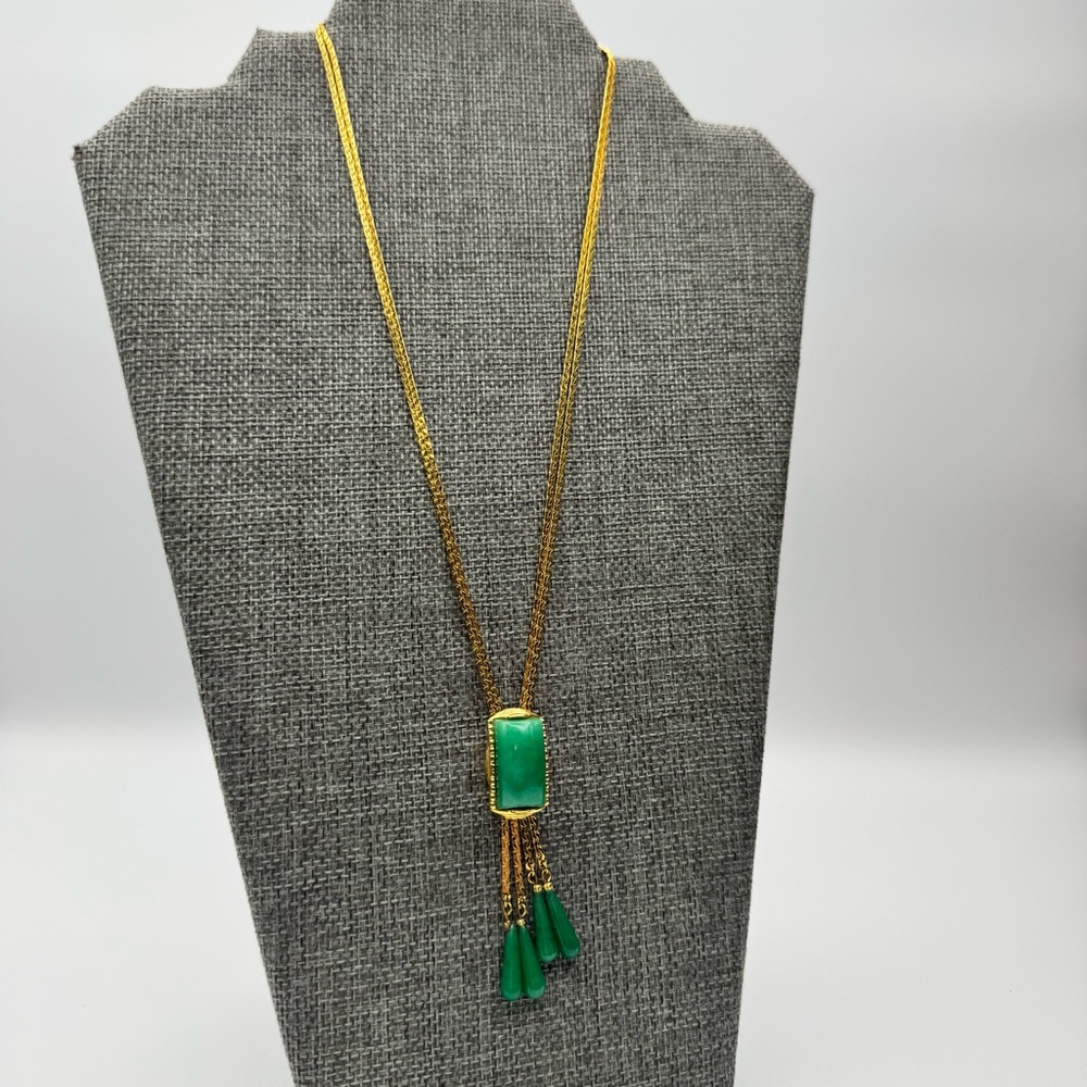 Vintage Green Glass Gold Plated Slide - Picture 7 of 14